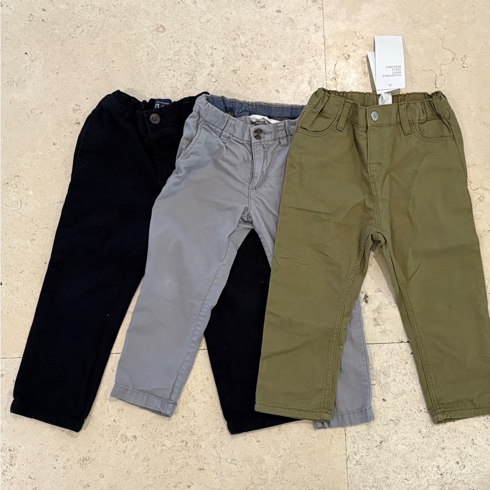 H&M and Children’s place Boys Chino Pants set - Black Gray, and Green